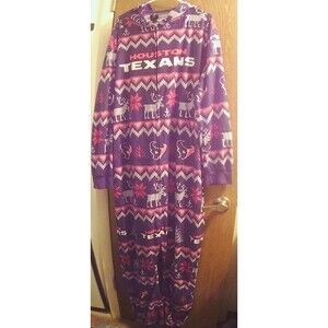 XL NFL Houston Texans Hooded One piece Pajamas Holiday Design NFL Team Apparel